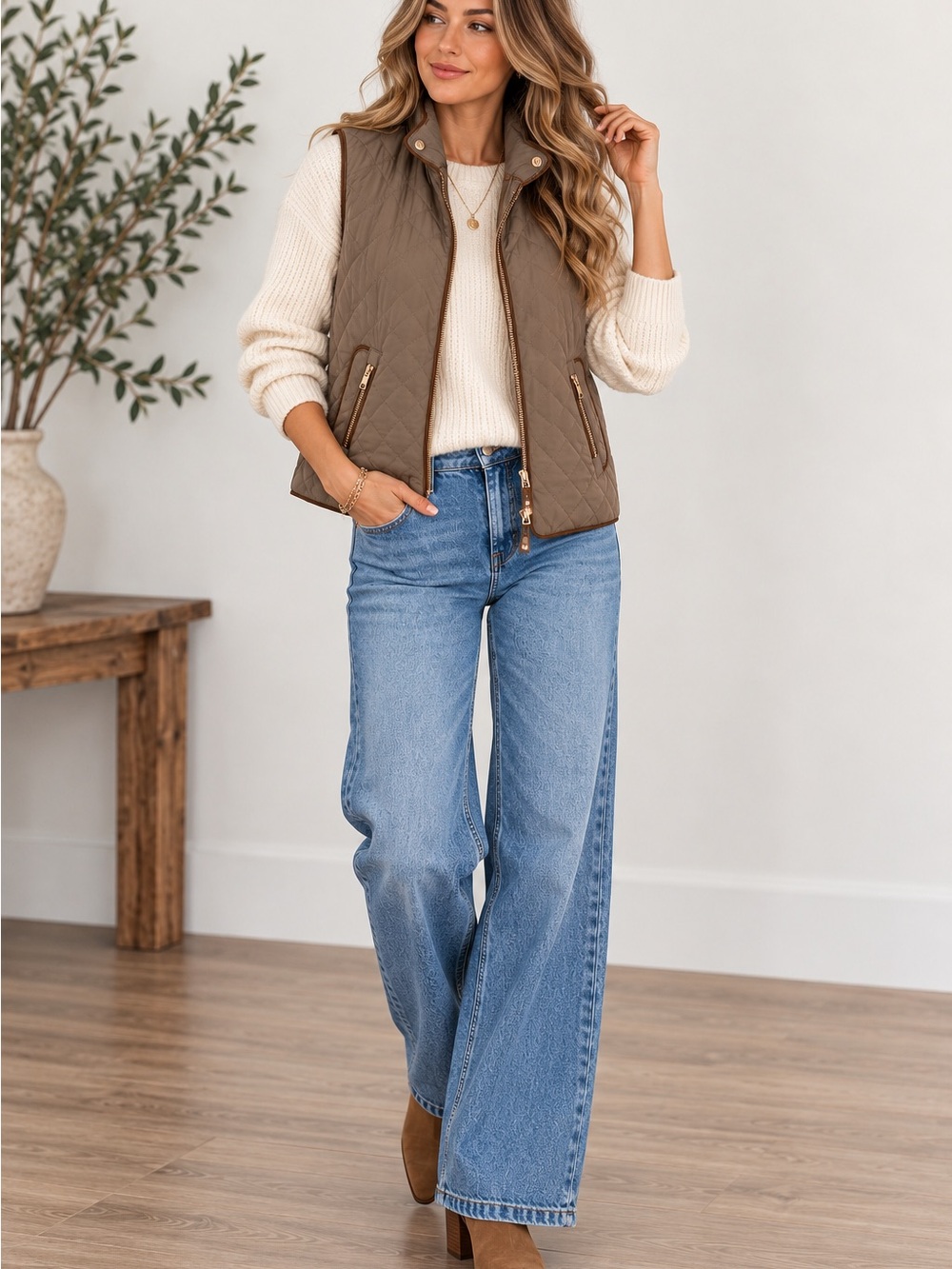 Zara Woman Field Quilted Vest - Size M